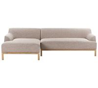 Elegante Divano angolare destro Tessuto poliestere Gambe di legno Soggiorno marrone chiaro