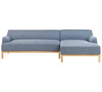 Elegante Divano angolare sinistro Tessuto poliestere Gambe di legno Soggiorno Blu