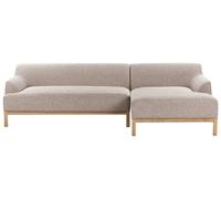 Elegante Divano angolare sinistro Tessuto poliestere Gambe di legno Soggiorno marrone chiaro