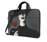Elegante Donna Che Tiene Una Rosa Borsa Del Computer Portatile Caso Del Computer 15.6 Pollice Borse Imbottito Della Copertura Del Manicotto Per
