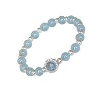 Elegante donna con perle di acquamarina naturale che offre un tocco di eleganza e comfort per l'uso quotidiano