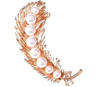 Elegante Donna con Perle finte intarsiate a Forma di Piuma Spilla con Corpetto Accessorio per Sciarpa, Spilla Moda Vintage per Donne Ragazze Adolescenti Regalo di artigianatoDurability