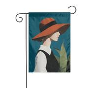 Elegante Donna Grande Cappello Da Sole Estetica Bandiera Giardino 30x45cm Verticale Doppio Lato Fattoria Vacanze Decorazioni Esterne Bandiera Cortile