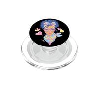 Elegante Donna Ritratto Moda Viso Grafica Rosa Occhiali PopSockets PopGrip per MagSafe