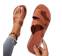 Elegante Donna Spiaggia Infradito,Estate Casuale Punta ad Anello Alluce Valgo Pantofole,Elegante Comodo Sandali Ortopedici da Donna,per la Correzione Dell'alluce Valgo/Piede (Color : Brown, Size : 4
