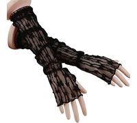 Elegante Donne Ultra-Sottile Guida Ciclismo Manica Copertura Guanti Protezione Solare Femminile Anti-UV Elasticità Pizzo Mesh Guanti Mezza Dita Per Le Donne Lungo Con Decorazione Farfalla Per Nero