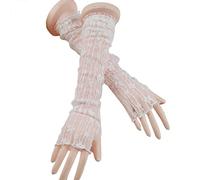 Elegante Donne Ultra-Sottile Guida Ciclismo Manica Copertura Guanti Protezione Solare Femminile Anti-UV Elasticità Pizzo Mesh Guanti Mezza Dita Per Le Donne Lungo Con Decorazione Farfalla Per Nero
