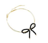 Elegante doppio anello perline moderna estetica due anelli fiocco con lunghezza regolabile per comfort casual