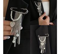 Elegante e alla moda, spilla vintage unica e lussuosa con nappine geometriche, cuore e perla, adatta per affari, eventi formali, vacanze e feste Tagli UnicaLega di zinco