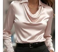 Elegante e casual top con colletto a bolla, manica lunga, adatto per l'ufficio, può essere indossato anche come outfit natalizio e per Capodanno, autunno/inverno L,M,S,XL,XSColore unicoTessuto intrecc