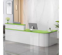 Elegante e moderna reception desk with Storage - White & Green Front Counter for Cash Register Computer & Books - 120 cm Engineered Wood Receptionist Furniture