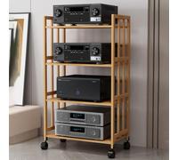 Elegante e moderno armadio AV su ruote, supporto audio e supporto multimediale per soggiorno, giochi e registrazione, versatile con ripiani angolari (123 x 50 x 38 cm)