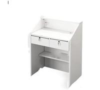 Elegante e moderno banco cassa in legno, semplice tavolo da ricevimento per ufficio e clinica, piccola scrivania e postazione di lavoro per computer, colore C, perfetto per negozi e aree di