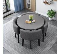 Elegante e moderno tavolo da cucina rotondo con 4 sedie in tessuto, mobili salvaspazio per casa e ufficio, perfetto per piccoli spazi ed esperienze culinarie accoglienti