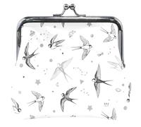 Elegante e personalizzata, portafogli e borse in pelle bianca con design rondine elegante e personalizzato, portafoglio con chiusura a bacio, Elegant Swallow White, UNITALLA, Classic, Elegant Swallow