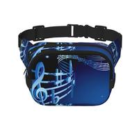 Elegante e pratico marsupio con stampa musicale blu, regolabile, perfetto per viaggi e attività all'aperto, nero, taglia unica, Nero , taglia unica