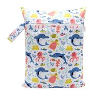 Elegante e pratico sacchetto per avvolgere il bambino stampa cartone animato bagnato asciutto pannolino borsa con cerniera per i genitori di viaggio per le escursioni e i viaggi del bambino borsa