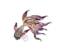 Elegante e sofisticata spilla da pesca dorata con colori vivaci, accessorio portatile per bambini e adulti alla moda abiti eleganti con disegni artistici, Misura unica, come descritto