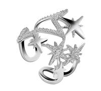 Elegante Eight Point Star Open Ring with Sparkling Zircon for Women Adjustable Size Finger Accessories Fashion Jewelry Event Jewelry for Shaped Ring with Women Stone Zircon Perfect Star Open Fashion