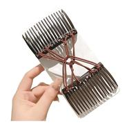 Elegante elastico annodato doppio pettine fermaglio for capelli regolabile senza piega forcine for donna Updo for coda di cavallo(Coffee)