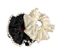 Elegante Elastico For L'intestino Crasso In Chiffon Con Perle Da Donna | Accessorio di moda for anello con fascia for capelli dolci(2pcs)
