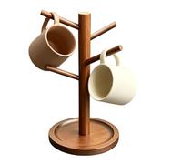 Elegante espositore estetico rustico antiscivolo in legno con alberi per ta