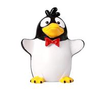 Elegante espositore per occhiali da vista, con statuetta di pinguini in stile cartone animato, divertente mensola