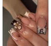 Elegante falso francese con floreale perline dorate per salone invernale come un falso facile da applicare per le donne