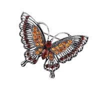 Elegante farfalla strass spilla robusta lega artigianale per anniversario di matrimonio festa di Natale abiti eleganti farfalla abito accessori, Misura unica, come descritto