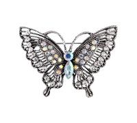 Elegante farfalla strass spilla robusta lega artigianale per anniversario di matrimonio festa di Natale abiti eleganti farfalla abito accessori, Misura unica, come descritto