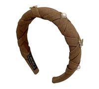 Elegante fascia larga con perle e farfalle in strass - Comodi accessori for capelli in spugna for le donne(Brown)