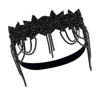 Elegante fascia per capelli con fiore di cristallo per feste in maschera femminili copricapo scintillante partito fascia per capelli con frange per il partito degli anni '20