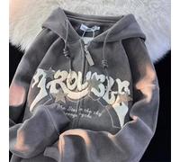 Elegante felpa con cappuccio unisex con design a lettere audaci, perfettamente adatta per le attività autunnali (M grigio)