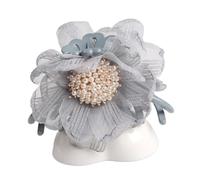 Elegante fermaglio for capelli in filato di seta con fiore for capelli e copricapo(Grey)