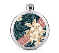 Elegante fiaschetta per liquori con motivo hawaiano, rotonda, in acciaio inox, a prova di perdite, per compleanno, regali di Natale, per uomini, donne, damigella d'onore, feste di nozze, 141,7 g