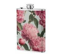 Elegante fiaschetta tascabile con peonie rosa, 236 ml, in acciaio inox, per papà, testimone dello sposo, matrimonio, viaggi, campeggio