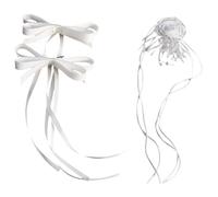 Elegante fiocco per capelli con clip in metallo, collana girocollo con coda lunga, fermagli per capelli per donne e ragazze