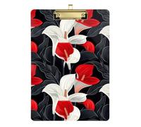 Elegante fiore calla giglio arte etnica rosso nero padfolio appunti cartella rigida per allenatori di pallavolo baseball dimensioni 9 x 12,5 Tablas para escribir