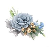Elegante fiore da polso per banchetti e matrimoni, elegante design con rose per tutte le occasioni (1 pezzo blu)
