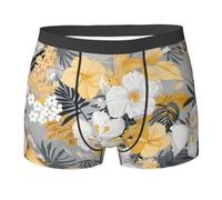 Elegante Fiore Tropicale Giallo Chiaro Grigio Uomo Boxer Slip Moda Slip Mutande Elastico Underwear L