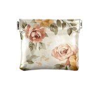 Elegante Florals PU pelle piccola moneta portatile contanti portamonete per le donne, Eleganti fiori, 4.33"(L) x 3.74"(W) x 0.39"(H), classico