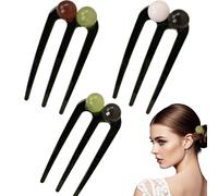 Elegante forcina cinese a forma di U, 3 pezzi, per acconciature e chignon, accessorio vintage per donne