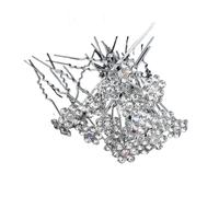 Elegante Forcina per capelli in cristallo perla nuziale a forma di U a forma di U Forchette per capelli in metallo per le donne clip per acconciature accessori gioielli 20 pz (20 pz pins5)