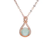 Elegante Forma di Zucca 925 Gioielli Colora di calcedone Verde di Colore Rosa per Donne