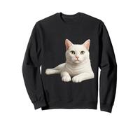 Elegante Gatto Bianco con Gli Occhi Verdi Felpa