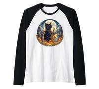 Elegante Gatto Che Suona Il Sassofono Romantico al lume di Luna Maglia con Maniche Raglan