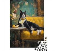 Elegante gatto in smoking. Bicchiere da cocktail 70x50cm/1000pcs Puzzle Adatto Per Adulti E Folla Dai 14 Anni in Su