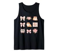 Elegante Gatto Persiano Toile Rosa Fiocco Motivo Floreale Canotta