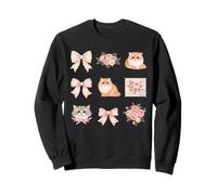 Elegante Gatto Persiano Toile Rosa Fiocco Motivo Floreale Felpa