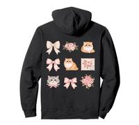 Elegante Gatto Persiano Toile Rosa Fiocco Motivo Floreale Felpa con Cappuccio